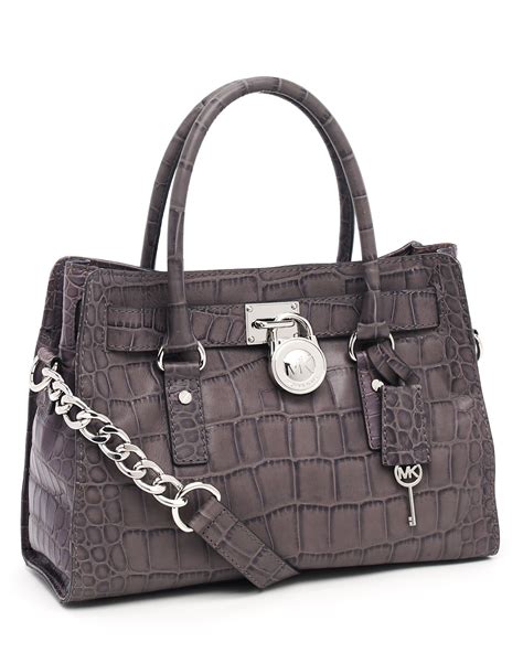 grey michael kors hamilton alligator bag|michael kors hamilton medium.